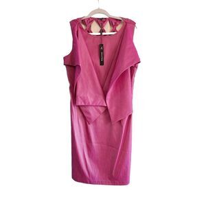 Samuel Dong NWT pink taffeta cocktail dress size Large cutout